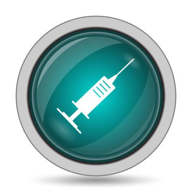 Şırınga kutsal kişilerin resmi, beyaz arka plan üzerinde Web sitesi düğmesini