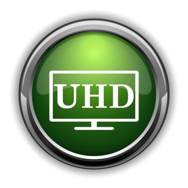Ultra Hd simgesi. Beyaz arka plan üzerinde Ultra Hd Web sitesi düğmesini
