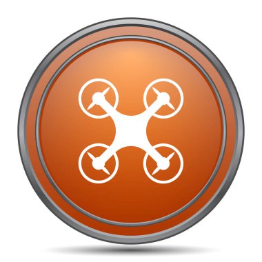 Drone simgesi. Beyaz arka plan turuncu internet düğme