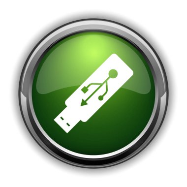 USB flash sürücü simgesi. USB flash sürücü web sitesi düğmesini beyaz arka plan üzerinde