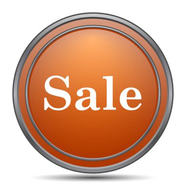 Satılık simgesi. Beyaz arka plan turuncu internet düğme