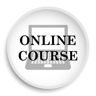 Online ders simgesi. Online ders Web sitesi düğmesini beyaz arka plan üzerinde.