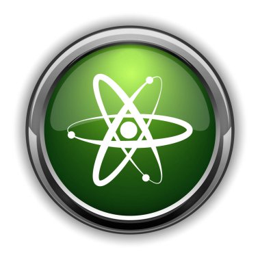 Atomlar simgesi. Beyaz arka plan üzerinde atom Web sitesi düğmesini