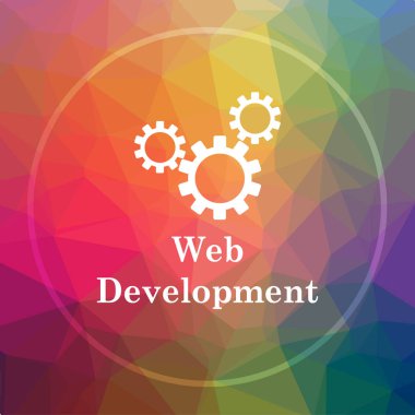 Web geliştirme simgesi. Web geliştirme web sitesi düğmesine düşük poli arka plan