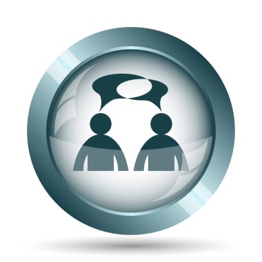 Yorumlar simgesine. Beyaz arka plan üzerinde Internet düğme. -Erkekler balon