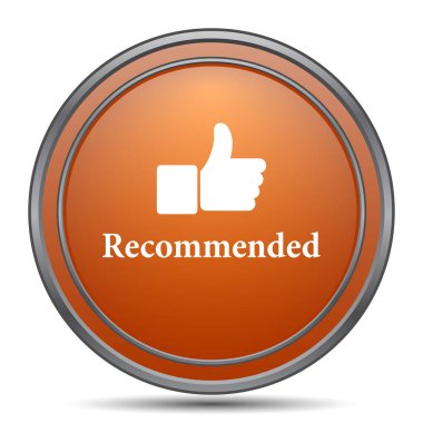 Önerilen simgesi. Beyaz arka plan turuncu internet düğme