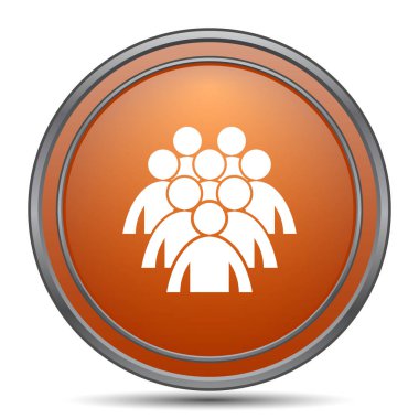 İnsanlar simge grubu. Beyaz arka plan turuncu internet düğme