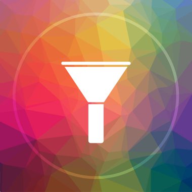 Filtre simgesi. Filtre Web sitesi düğmesini düşük poli arka plan üzerinde