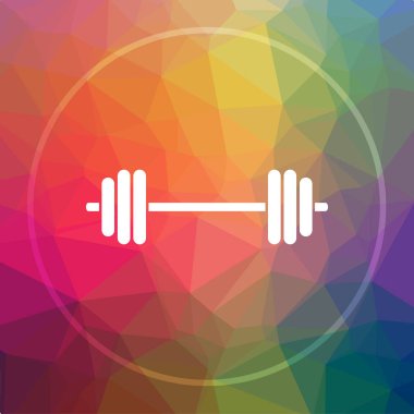 Halter simgesi. Halter Web sitesi düğmesini düşük poli arka plan üzerinde