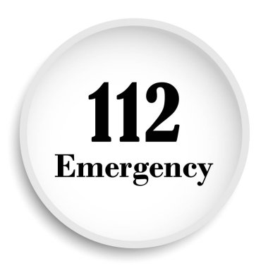 112 acil durum simgesi. 112 acil durum Web sitesi düğmesini beyaz arka plan üzerinde. 