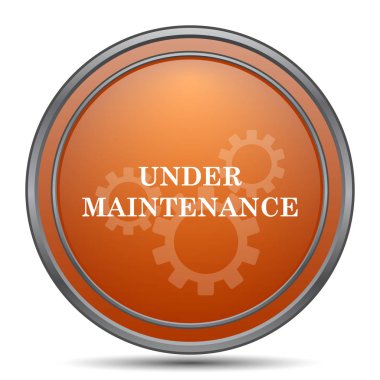 Bakım simgenin altında. Beyaz arka plan turuncu internet düğme