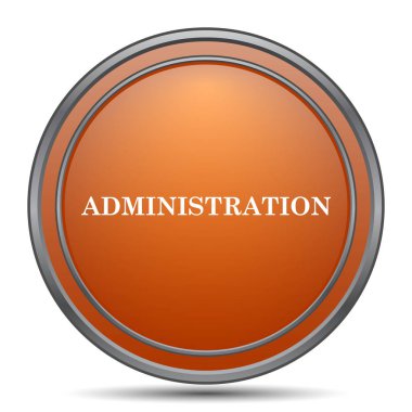 Yönetim simgesi. Beyaz arka plan turuncu internet düğme