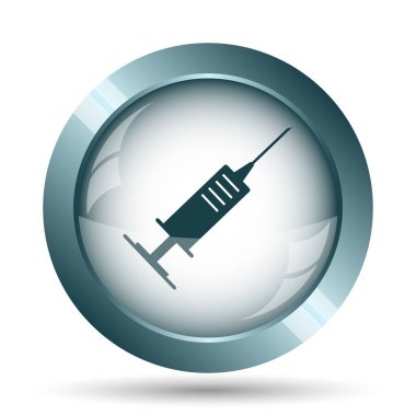 Şırınga simgesi. Beyaz arka plan üzerinde Internet düğmesi.