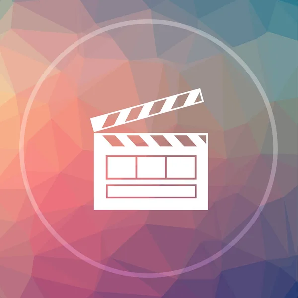 Movie icon. Movie website button on low poly background