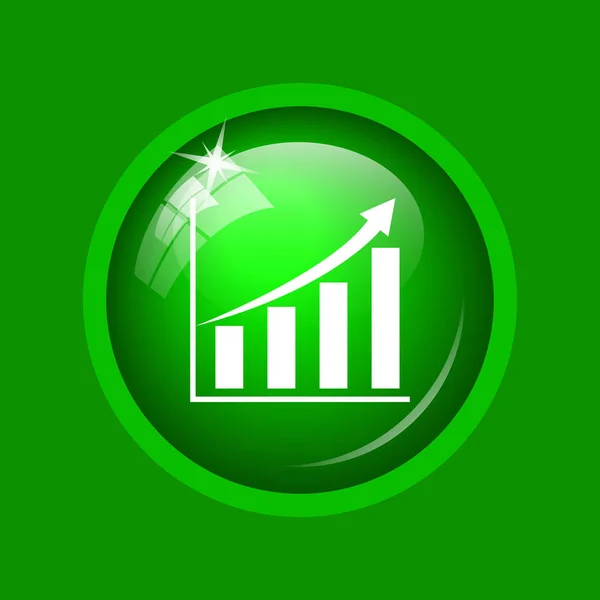 Chart icon. Internet button on green background.