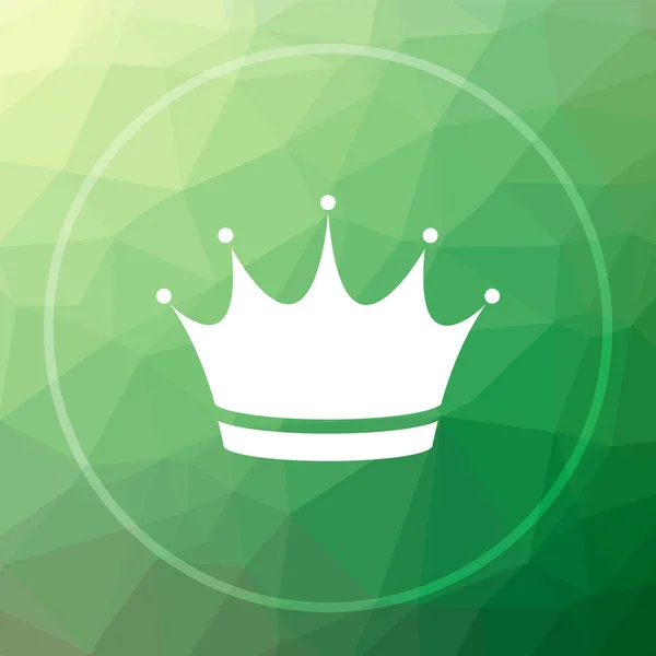 Иконка Короны Кнопка Веб Сайта Короны Зеленом Низком Фоне — стоковое фото