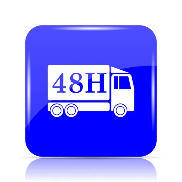 48H 送货车图标 蓝色网站按钮白色背景 — 图库照片