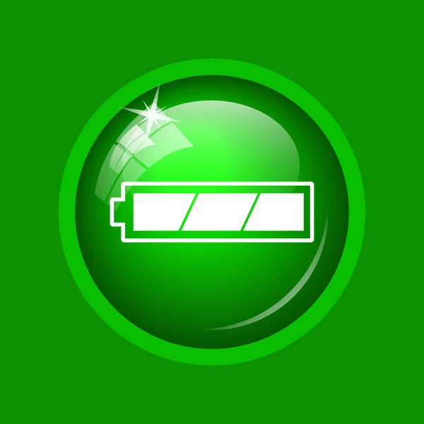 Fulladdat Batteriikonen Internet Knappen Grön Bakgrund — Stockfoto