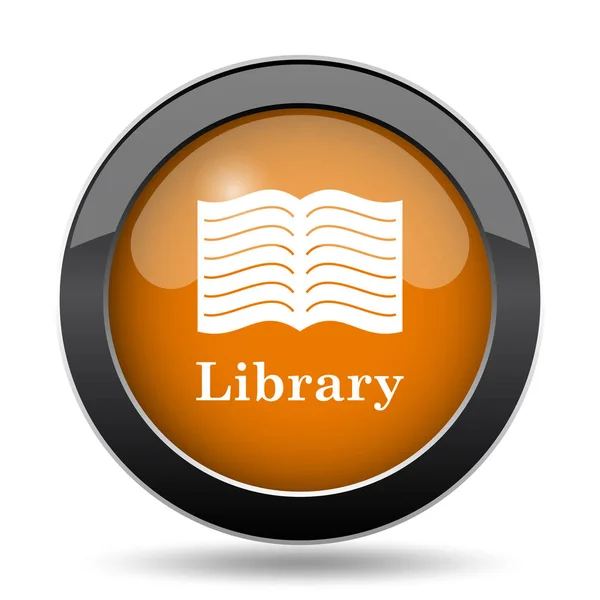 Ícone Biblioteca Biblioteca Website Botão Fundo Branco — Fotografia de Stock