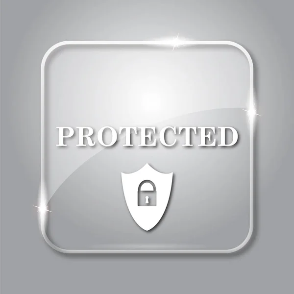 保護されたアイコン 灰色の背景上の透明なインター ネット ボタン — ストック写真