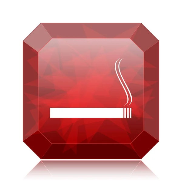 Ícone Cigarro Botão Vermelho Site Fundo Branco — Fotografia de Stock