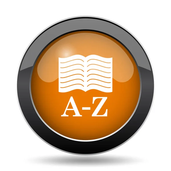 A-Z book icon. A-Z book website button on white background