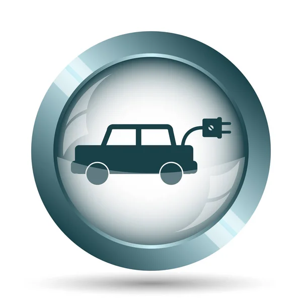 Het Pictogram Van Elektrische Auto Internet Knop Witte Achtergrond — Stockfoto