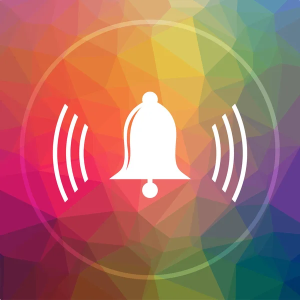 Bell icon. Bell website button on low poly background