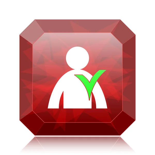 Иконка Пользователя Онлайн Красная Кнопка Белом Фоне — стоковое фото