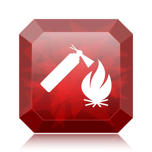 Fire Icon Red Website Button White Background — Stock Photo, Image