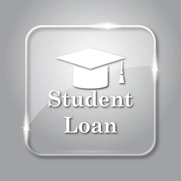 Student loan icon. Transparent internet button on grey background