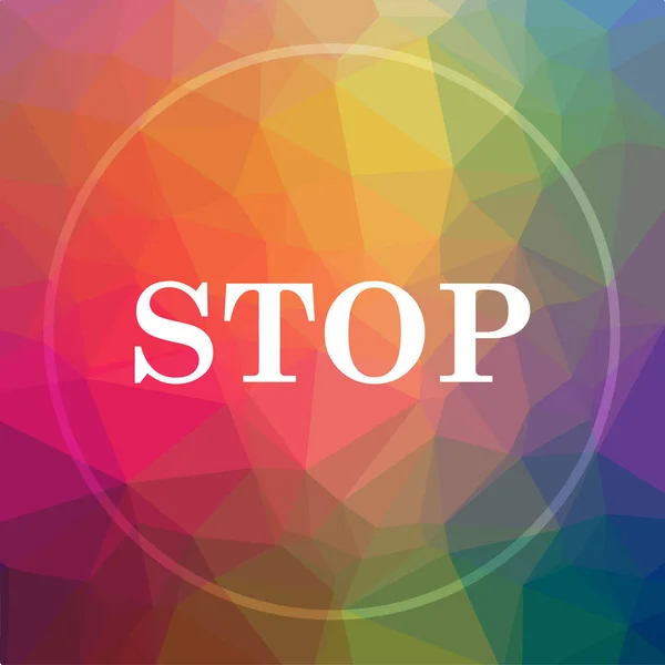Stop icon. Stop website button on low poly background