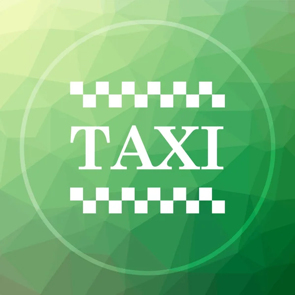 タクシーのアイコン 緑の低ポリ背景のウェブサイトのボタンをタクシー — ストック写真