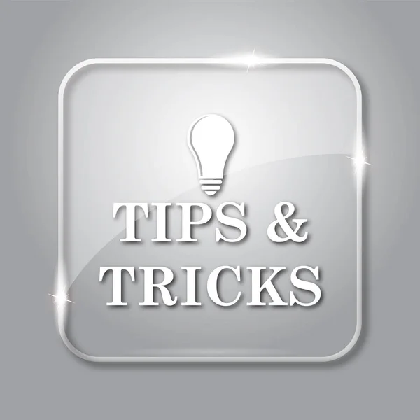 Tips and tricks icon. Transparent internet button on grey background