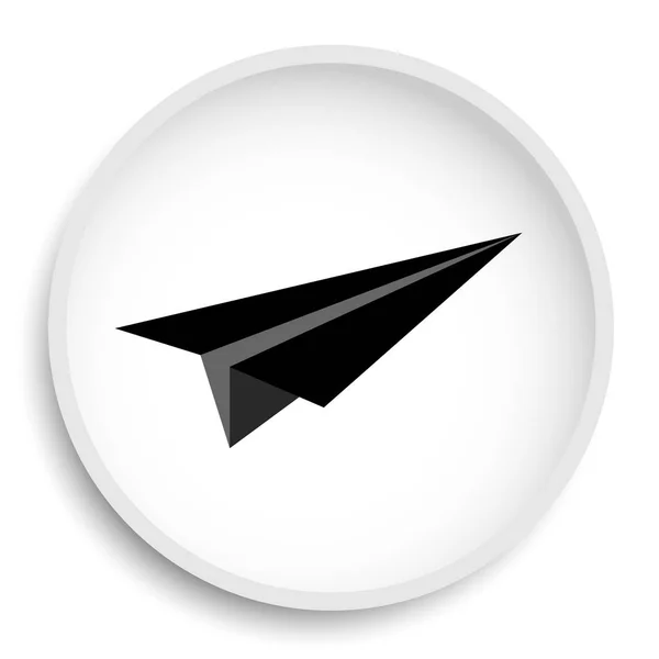 Icono Avión Papel Botón Internet Sobre Fondo Blanco — Foto de Stock