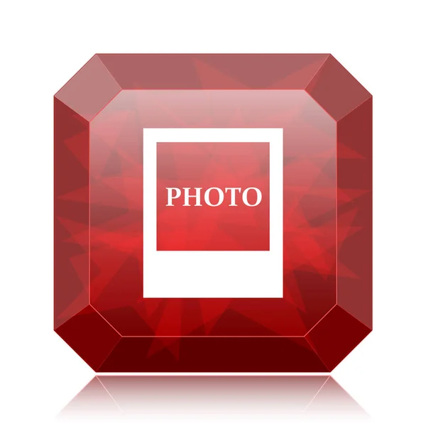 Иконка Фотографии Красная Кнопка Белом Фоне — стоковое фото