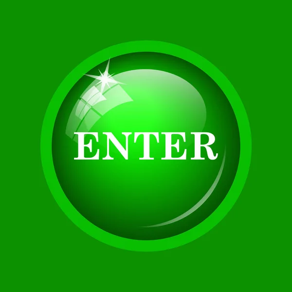 Enter Icon Internet Button Green Background — Stock Photo, Image