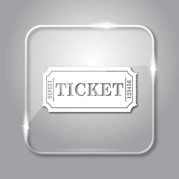 Εισιτήριο Σινεμά Στο Εικονίδιο Διαφανή Κουμπί Internet Γκρίζο Φόντο — Φωτογραφία Αρχείου