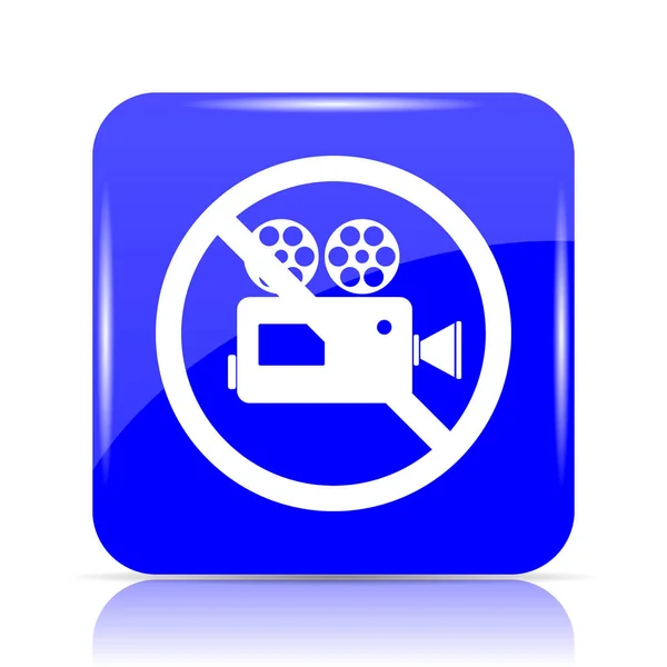 白い背景のビデオ カメラ アイコン 青いウェブサイト ボタンを禁止 — ストック写真