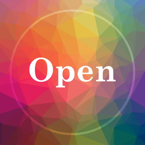 Open icon. Open website button on low poly background
