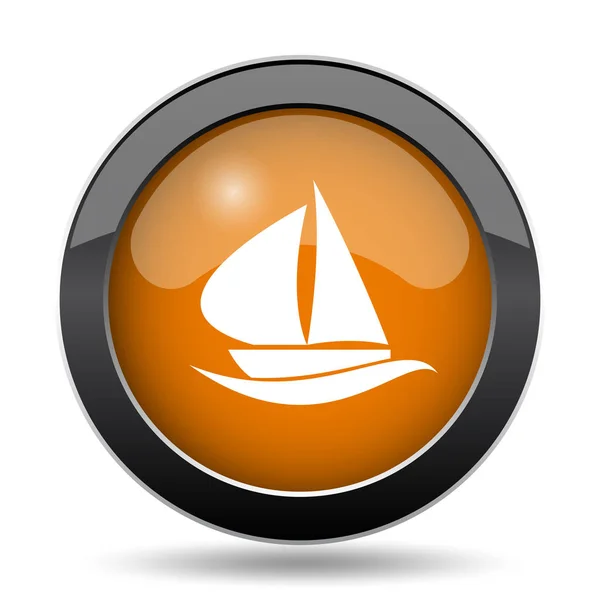 帆船图标 帆船网站按钮白色背景 — 图库照片