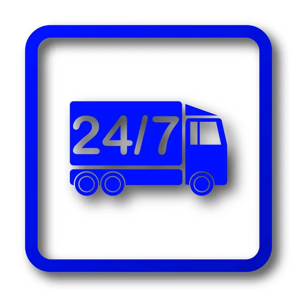 送货卡车图标 送货卡车网站按钮白色背景 — 图库照片