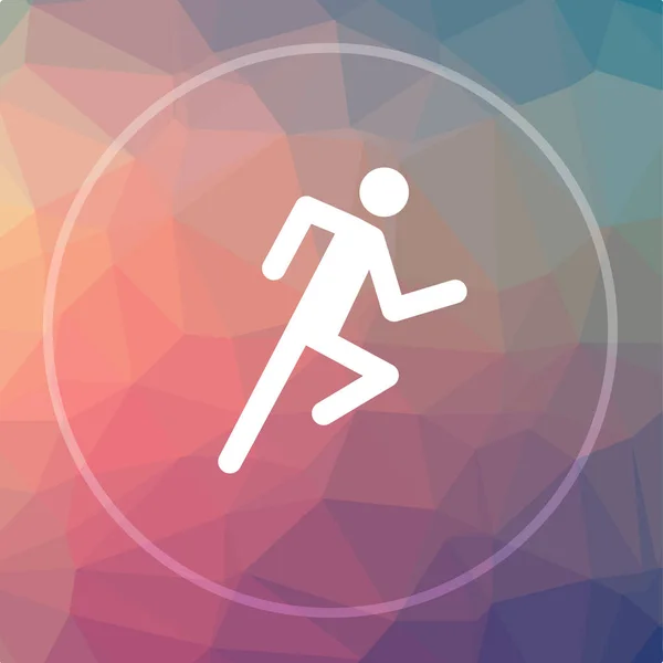 Іконка Бігуна Кнопка Запуску Веб Сайту Людини Низькому Полі Фоні — стокове фото