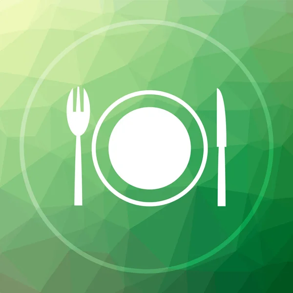Restaurace Ikona Tlačítko Webové Stránky Restaurace Zelené Nízké Poly Pozadí — Stock fotografie