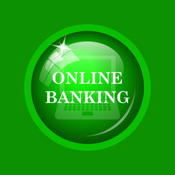 Pictogram Voor Line Bankieren Internet Knop Groene Achtergrond — Stockfoto