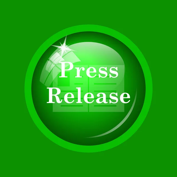 Press release icon. Internet button on green background.