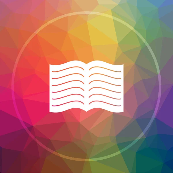 Book icon. Book website button on low poly background