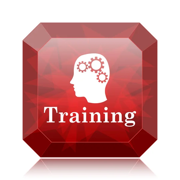 トレーニング アイコン 白い背景に赤いウェブサイト ボタン — ストック写真