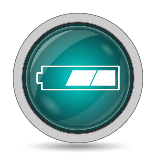 分充電されたバッテリー アイコンをウェブサイトのボタンを白い背景の上 — ストック写真