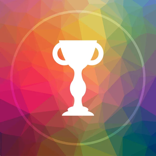 Winners cup icon. Winners cup website button on low poly background